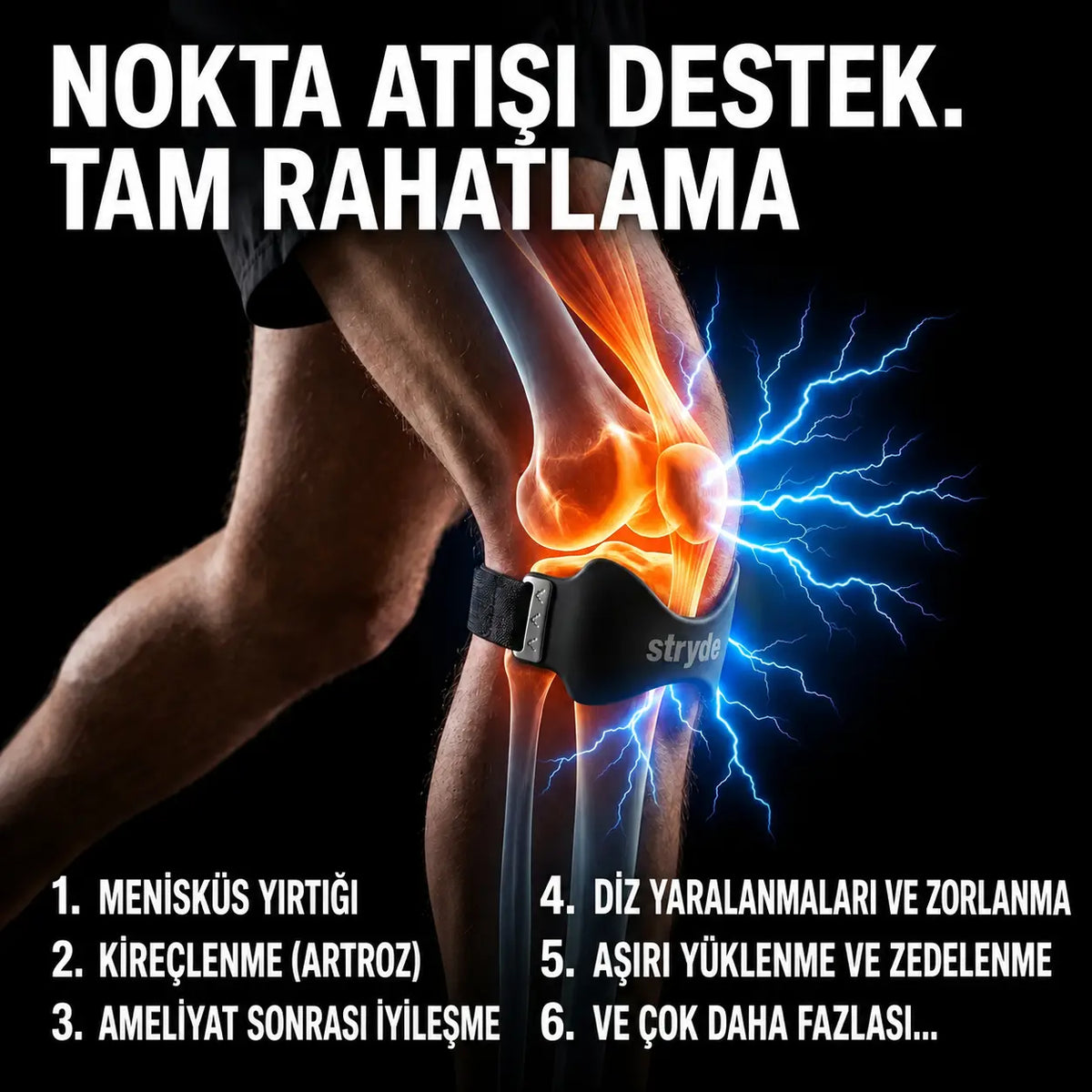 Stryde TR - Ağrısız Adım Baskı Ayarlı Diz Destek Bandı
